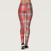 Leggings Chèque gris rouge tartan rouge en aquarelle de Buf (Dos)