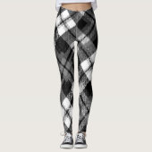 Leggings Chèque Tartan noir blanc Ferme moderne (Devant)