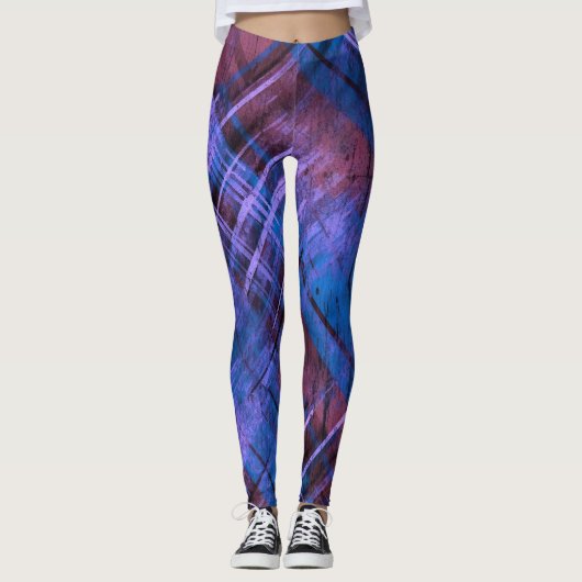 Leggings Chèque Tartan pourpre bleu Bourgogne Mix (Devant)