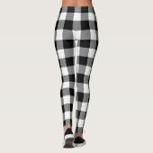 Leggings Chèques de grande taille Noir et Blanc En vichy (Dos)