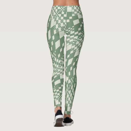 Leggings Chèques déformées en vert (Dos)