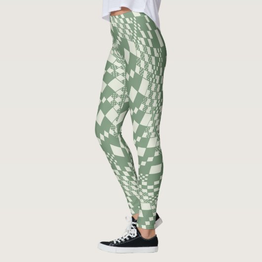 Leggings Chèques déformées en vert (Gauche)
