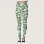 Leggings Chèques déformées en vert (Devant)