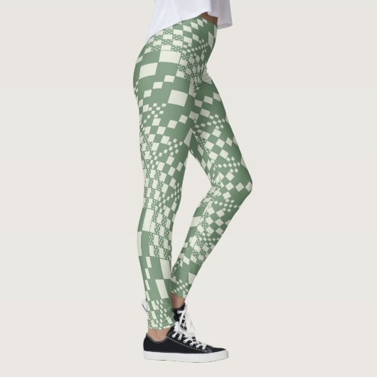 Leggings Chèques déformées en vert (Droite)