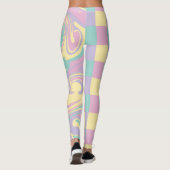 Leggings Chèques et perles Pastel Rose, Jaune, Violet & Ver (Dos)