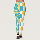 Leggings Chèques et permules en Turquoise, Jaune et Blanc (Dos)