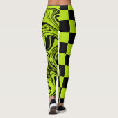 Leggings Chèques et permules - Lime vert et noir (Dos)