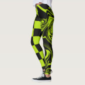 Leggings Chèques et permules - Lime vert et noir (Gauche)