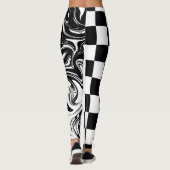 Leggings Chèques et tourbillons - Noir et Blanc (Dos)