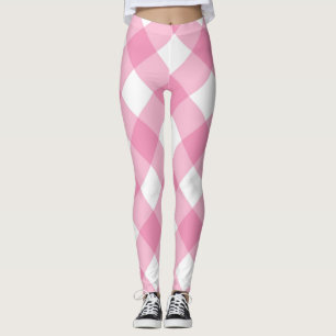 Leggings Chèques roses et blanches Jolies filles Feminine L