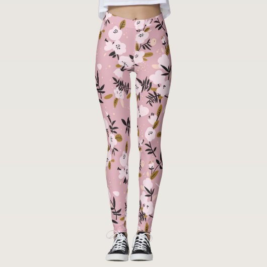 Leggings Cherry Blossom Rose : Printemps tendre (Devant)