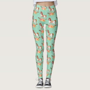 Leggings Cheval à roche vintage avec Bouquet floral