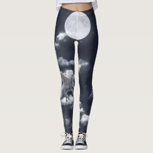 Leggings Cheval ailé blanc : ciel illuminé par la lune.