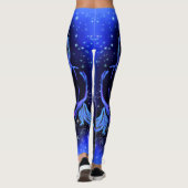 Leggings Cheval Bleu Néon Couchant Au Lune Starry Night (Dos)
