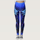 Leggings Cheval Bleu Néon Couchant Au Lune Starry Night (Devant)