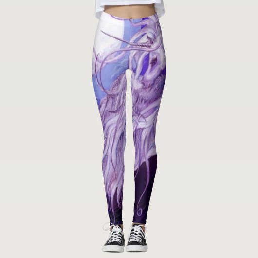 Leggings Cheval bleu pourpre lunaire de Pegasus de lunes de (Devant)
