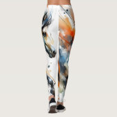 Leggings Cheval courant à l'aquarelle abstraite (Dos)