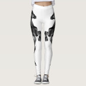 Leggings Cheval sauvage noir droit - Dessin noir et blanc (Devant)