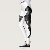 Leggings Cheval sauvage noir droit - Dessin noir et blanc (Gauche)