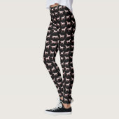 Leggings Chevaux galopants rose noir girly amusants  (Gauche)