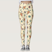 Leggings Chèvres peintes et Pois sur motif crème (Devant)