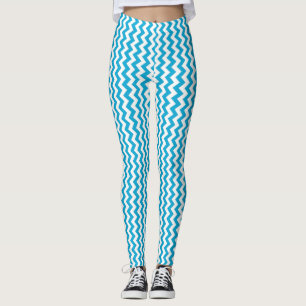 Leggings Chevron blanc turquoise