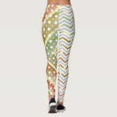 Leggings chevron Brown vert aquarelle, légendes pois (Dos)