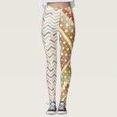 Leggings chevron Brown vert aquarelle, légendes pois (Devant)