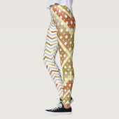 Leggings chevron Brown vert aquarelle, légendes pois (Gauche)