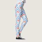 Leggings chevron classique moderne bleu et rouge (Droite)