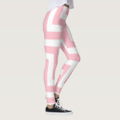 Leggings Chevron diagonal rose et blanc de grande taille (Droite)