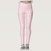 Leggings Chevron diagonal rose et blanc de petite taille (Devant)