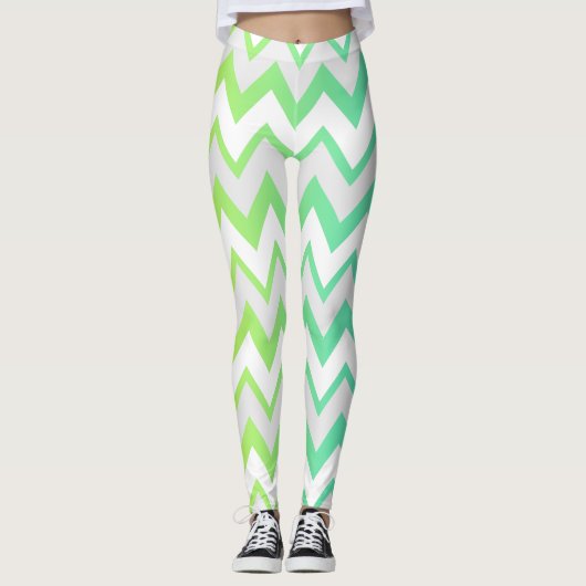 Leggings Chevron motif citron vert turquoise aqua ombre élé (Devant)