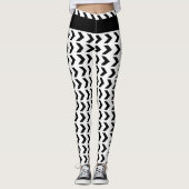 Leggings Chevron Motif mignon Monogramme Blanc Noir (Devant)