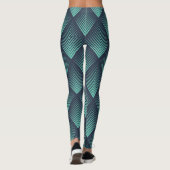 Leggings Chevron Op-Art bleu néon. (Dos)