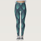 Leggings Chevron Op-Art bleu néon. (Devant)