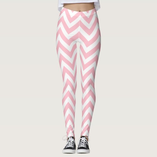 Leggings Chevron rose et blanc moyen (Devant)