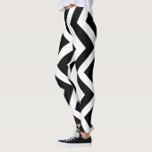 Leggings Chevron vertical noir et blanc de grande taille (Gauche)