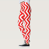 Leggings Chevron vertical rouge et blanc moyen (Gauche)