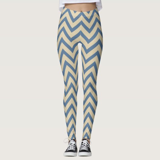 Leggings Chevrons bleus de modes d'épice du Cachemire (Devant)
