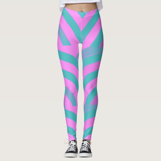Leggings chevrons chic rose/vert moderne (Devant)