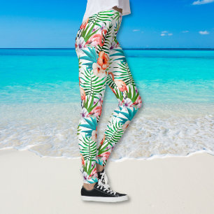 Leggings Chic à la mode d'amusement botanique rose tropica