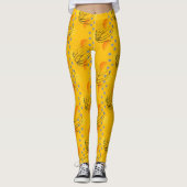 Leggings Chic Amber Orange Motif de tourbillon atomique (Devant)