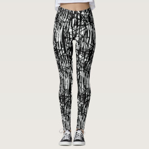 Leggings Chic Black White Grunge Pattern