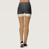 Leggings Chic blanc dentelle Faux noir shorts Jeans (Dos)