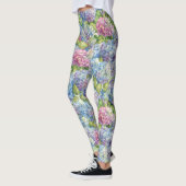 Leggings Chic bleu Lavande Hydrangea Motif Floral (Gauche)