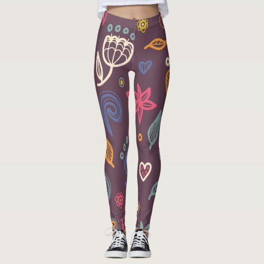 Leggings Chic Botanique Motif moderne (Devant)