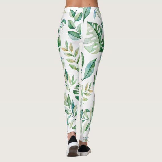 Leggings Chic Botanique Vert Rustique Motif (Dos)