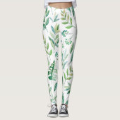 Leggings Chic Botanique Vert Rustique Motif (Devant)
