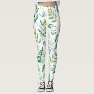 Leggings Chic Botanique Vert Rustique Motif